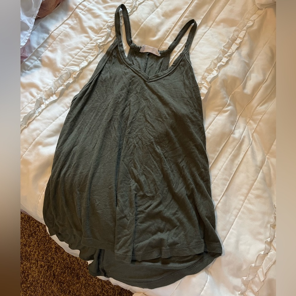 Green ribbed tank top